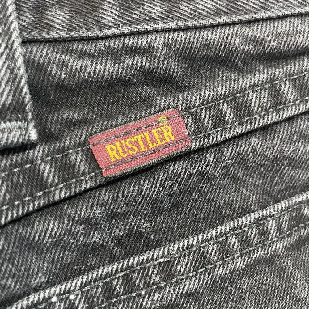 Rustler Faded Black Denim Jeans Mens Relaxed Fit 38x30 (40x30 Tag) Straight Leg
